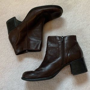 Heeled Dark Brown Leather Boots